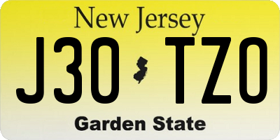 NJ license plate J30TZO