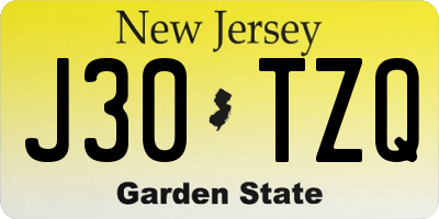 NJ license plate J30TZQ