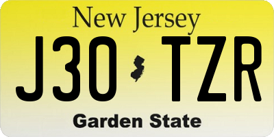 NJ license plate J30TZR
