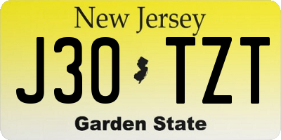 NJ license plate J30TZT