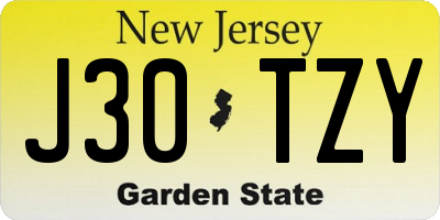NJ license plate J30TZY