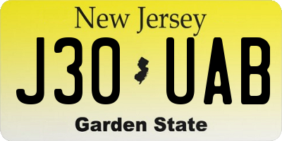 NJ license plate J30UAB