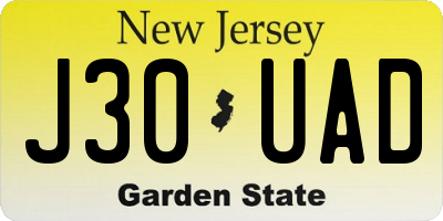 NJ license plate J30UAD
