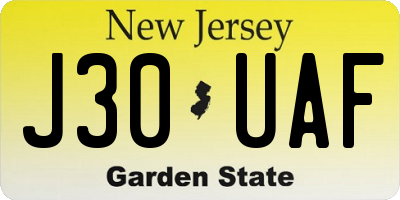 NJ license plate J30UAF