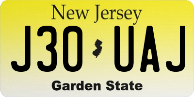 NJ license plate J30UAJ