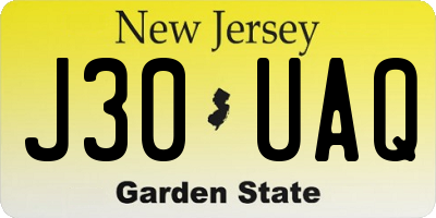 NJ license plate J30UAQ