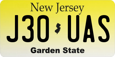 NJ license plate J30UAS