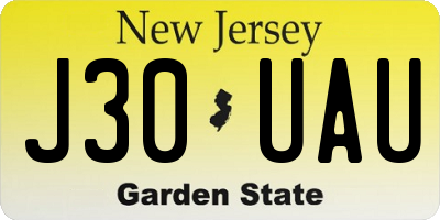 NJ license plate J30UAU