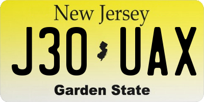 NJ license plate J30UAX