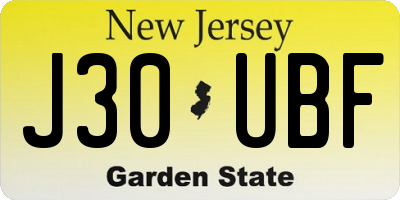 NJ license plate J30UBF