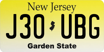 NJ license plate J30UBG