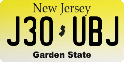 NJ license plate J30UBJ