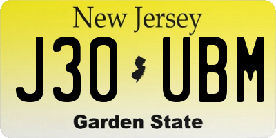 NJ license plate J30UBM