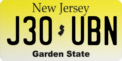 NJ license plate J30UBN