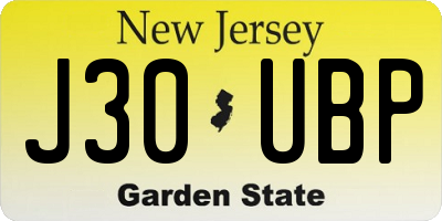 NJ license plate J30UBP
