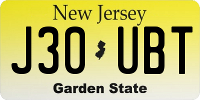 NJ license plate J30UBT