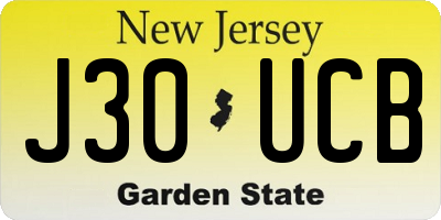 NJ license plate J30UCB