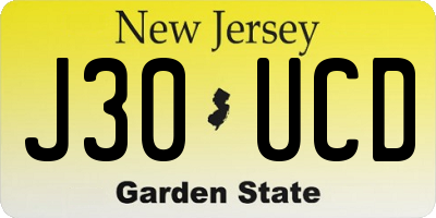 NJ license plate J30UCD