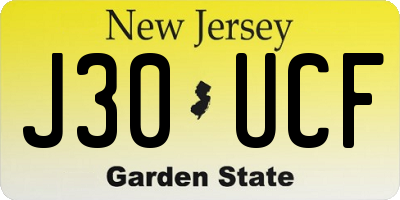 NJ license plate J30UCF