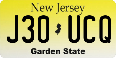NJ license plate J30UCQ