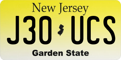 NJ license plate J30UCS