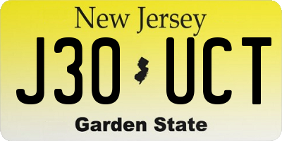 NJ license plate J30UCT