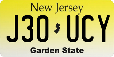 NJ license plate J30UCY