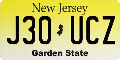 NJ license plate J30UCZ
