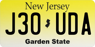 NJ license plate J30UDA