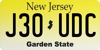 NJ license plate J30UDC