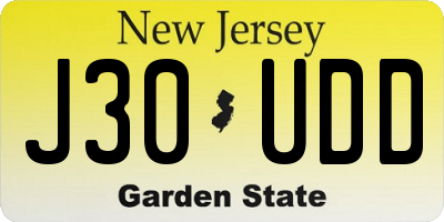 NJ license plate J30UDD