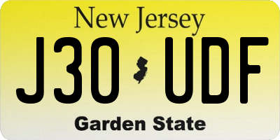 NJ license plate J30UDF