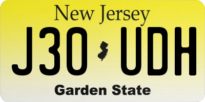 NJ license plate J30UDH