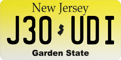 NJ license plate J30UDI