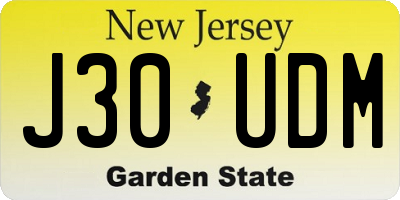 NJ license plate J30UDM