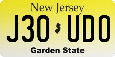 NJ license plate J30UDO
