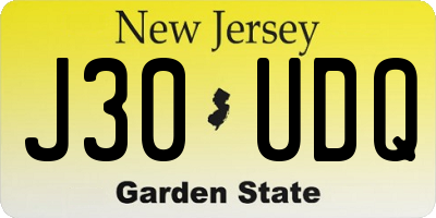 NJ license plate J30UDQ