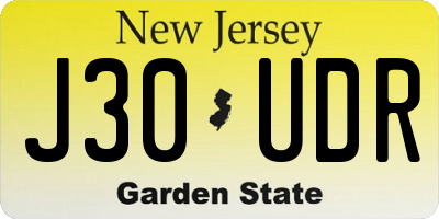 NJ license plate J30UDR