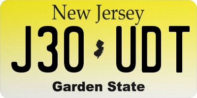 NJ license plate J30UDT