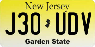 NJ license plate J30UDV