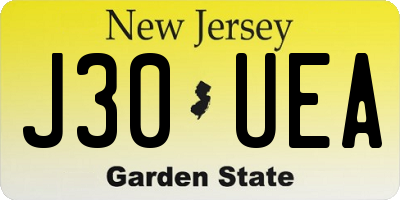 NJ license plate J30UEA