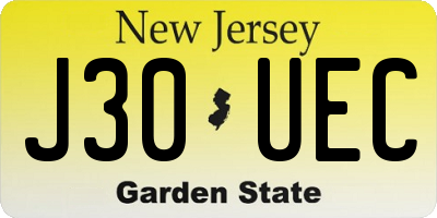 NJ license plate J30UEC