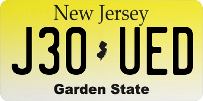 NJ license plate J30UED