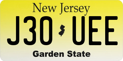 NJ license plate J30UEE