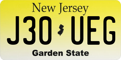 NJ license plate J30UEG