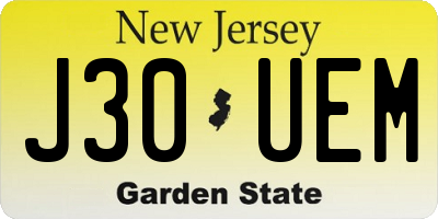 NJ license plate J30UEM