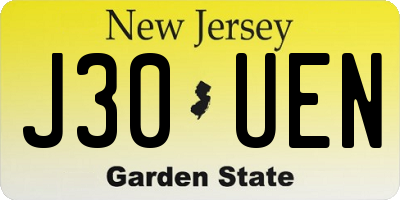 NJ license plate J30UEN