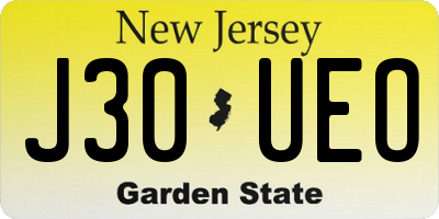 NJ license plate J30UEO
