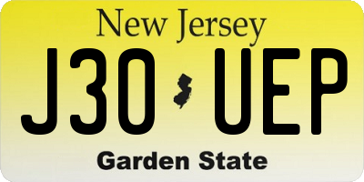 NJ license plate J30UEP