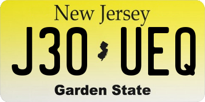 NJ license plate J30UEQ